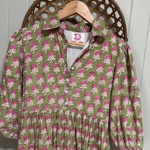 Victoria Dunn Olive Green Maxi Dress with Pink Floral Print